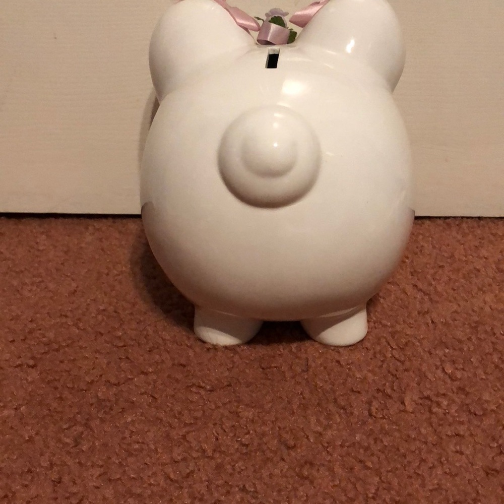 Adorable White Piggy Bank - Picture 2 of 3